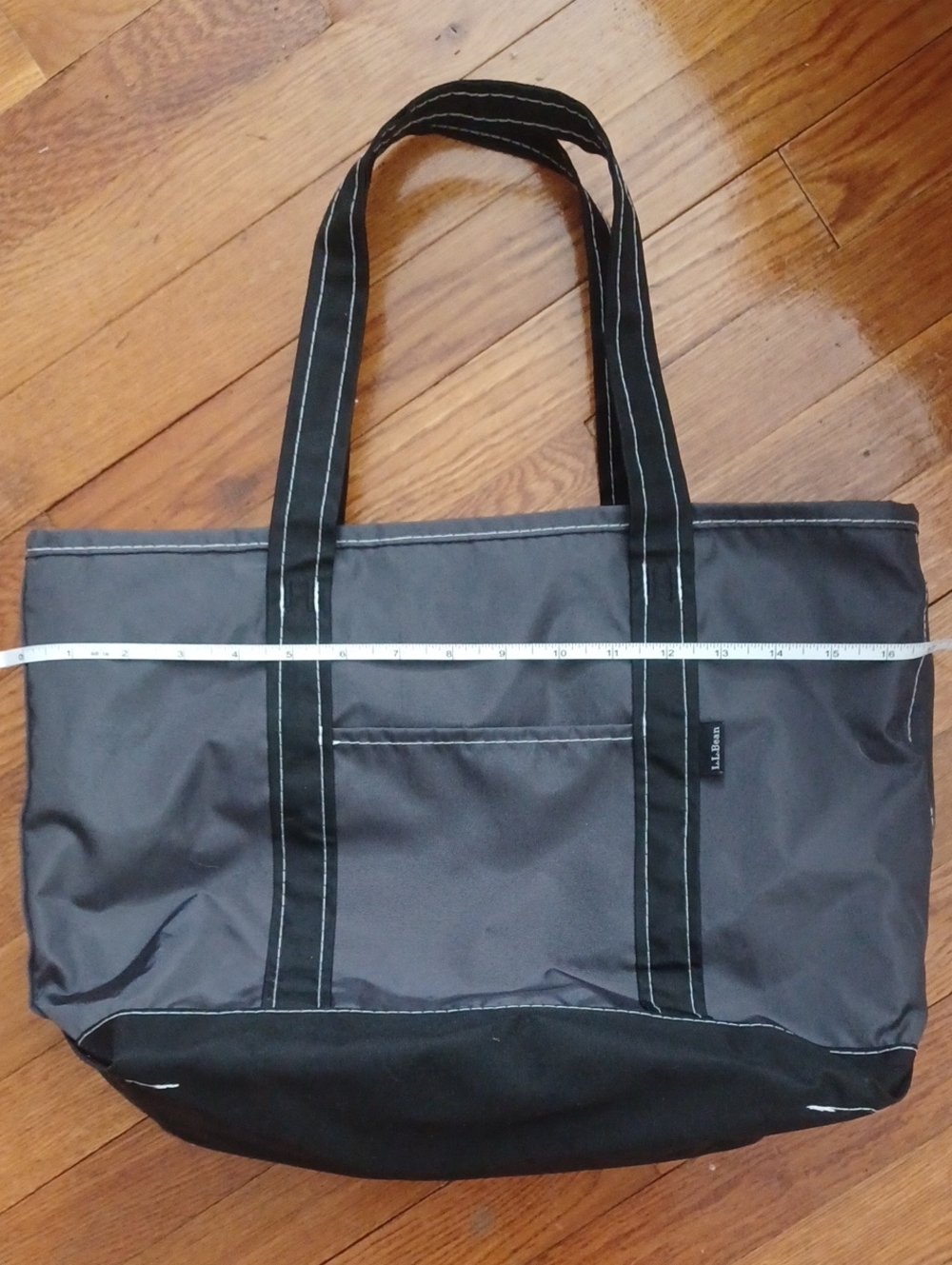 L.L. Bean Tote Bag Lightweight Boat Tote Black And Gray Medium Tote Bag W/ Zip - Picture 6 of 16
